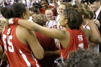 Kay Yow celebrates with her team in Greensboro after upsetting #1 Duke in the 2007 ACC Semifinals -  - 