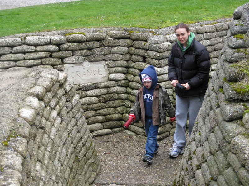 Sheana and Joey in the trenches at the Canadian area near Vimy Ridge