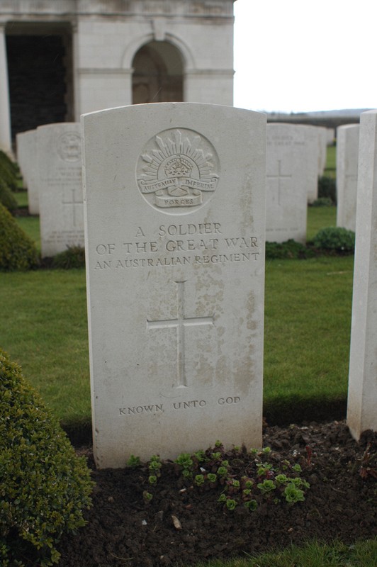 Headstone of A Soldier of the Great War, An Australian Regiment, Known Unto God, Canadian Cemetery #2 - Vimy Ridge