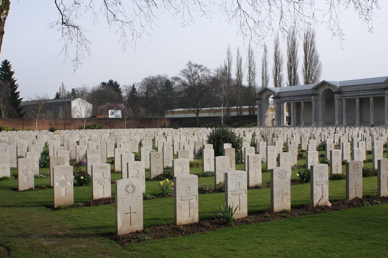 Headstones at Faubourg-DAmiens Cemetery, Arras, France