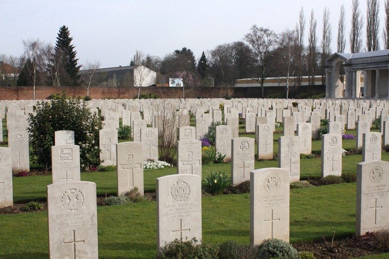 Headstones at Faubourg-DAmiens Cemetery, Arras, France