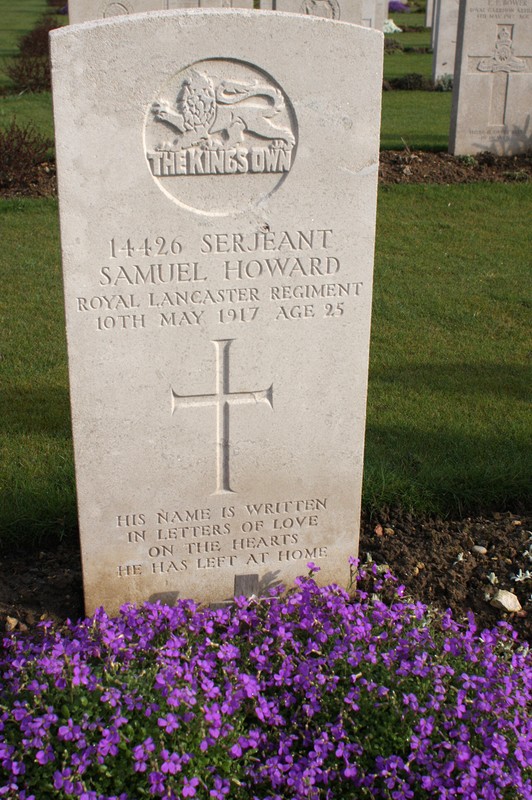 Headstone of Serjant Samuel Howard, Faubourg-DAmiens Cemetery, Arras, France