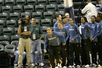  - Lindsey Harding leads the Lynx into a pregame drill...