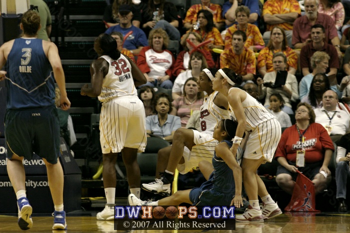 Harding make and no call - 4 of 4.  After this sequence, Coach Zierden said, "Lindsey, welcome to the road."