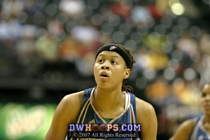 Seimone Augustus on the line, unable to complete the three point play