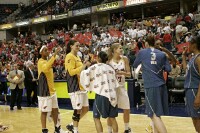 postgame - Alison and Lindsey meet in the handshake line